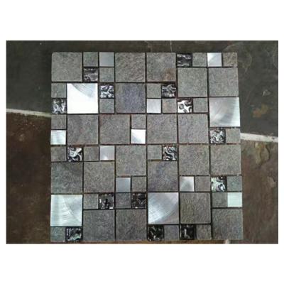 China Parquet Decoration Indoor Black Natural Stone Mosaic for sale