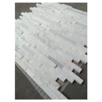 China Parquet White Strip Natural Stone Mosaic Slab for sale