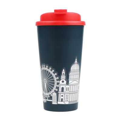 China OEM Stocked Printing Plastic Coffee Cup Coffee Travel Mugs 400Ml Coffee Cups With Bpa Free Cover for sale