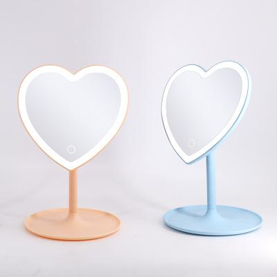 China Lighted Heart Shape Led Vanity Makeup Mirrors Desktop Stand Cosmetic Mirror for sale