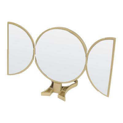 China 2022 New Design Modern Trifold Mirror Lighted Desktop Makeup Mirrors Portable Cosmetic Mirror for sale