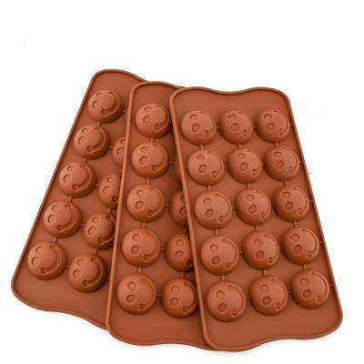 China Viable Hot Sale 15 Smiley Face Silicone Chocolate Candy Decorating Baking Ice Tray Epoxy Mold Cake Mold Pudding for sale