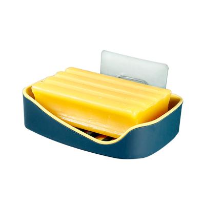 China Hot Sale 2022 New Design Bathroom Multifunctional Plastic Soap Dish Soap Drain Viable Wall Mounted Soap Tray for sale