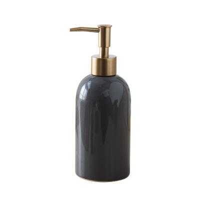 China Sustainable Modern Simple Bathroom Accessory Set 350ml Lotion Bottle Ceramic Liquid Soap Dispenser for sale