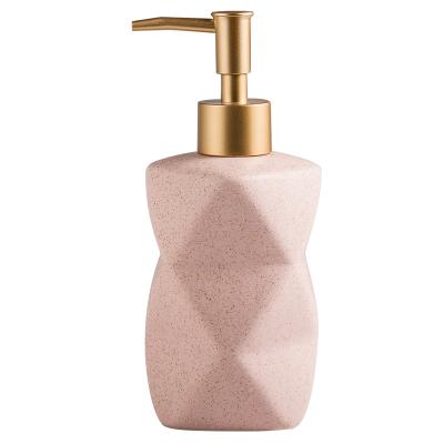 China Sustainable Square Shape Bathroom Accessory Set 380ml Lotion Bottle Ceramic Liquid Soap Dispenser for sale