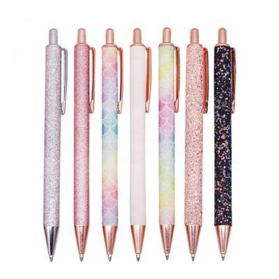 China office & School Pen Wholesale PU Pen Gift Leather Coated Custom Pen With Glitter PU Leather Coated Pen for sale