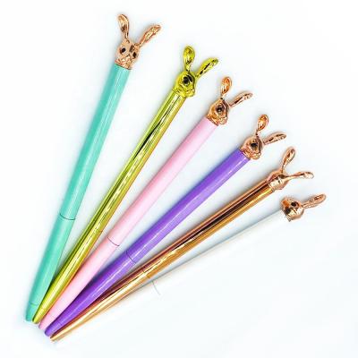 China Promotional Pen Promotional 0.7mm metal logo metal ballpoint pen promotional slim animal rabbit top pen custom ballpoint pens for sale