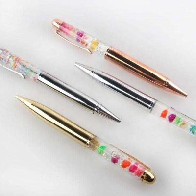 China Promotional Pen Luxury Rose Gold Metal Gift Ballpoint Liquid Glitter Floating Pen Fashion Oil Pen for sale