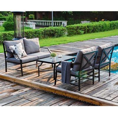 China Eco-friendly Modern Outdoor Patio Furniture Gray Waterproof Garden Sofa Set (E7031) for sale