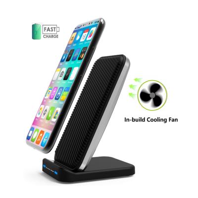 China 15W Qi Wireless Charging Devices Fast Charger 2 Coils Qi-enabled Stand With Built-in Fan for sale