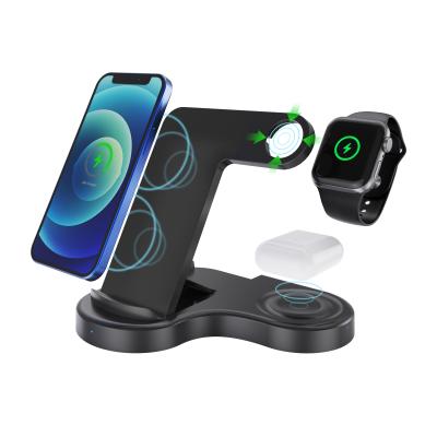 China 2021 Earphone Mobile Phone Qi Fast Watch Wireless Charger 3 in 1 Wireless Charging Dock for Apple Airpods pro for sale