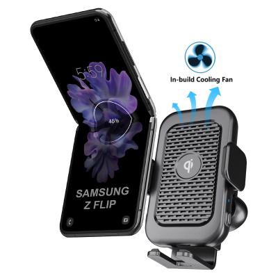 China New Design Element Mobile Phone kc Fan Certified 15w Car Phone Holder Wireless Charger Mount For Samsung Z Shake for sale