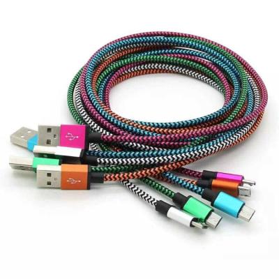 China Fast Type C Android USB Cable 1M 2M 3M 3ft 6ft 10ft Fast Charge 2A Data Transfer Line Nylon Braided Wire Data Sync Cables For Samsung HTC iPhone for sale