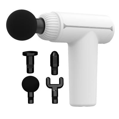 China 2022 Popular and Powerful Mini Percussion Massage Gun Deep Tissue Powerful New Handheld Back Body Percussion 4 Massage Heads for sale