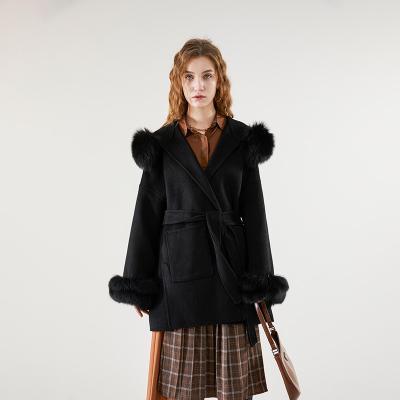 China Y2K Fashion Style Anti-wrinkle Real Long Jacket Fox Fur Collar Women Fux Fur Coat for sale