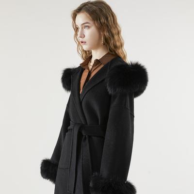 China 2022 New Arrival Winter Style Doubleface Cashmere Coatfox Fur Winter Coat Anti-wrinkle for sale