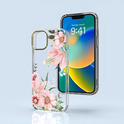 China 360 Full Anti Slip Flower Shockproof Protective TPU Phone Case For iPhone 13 Pro IMD Max Printing Square Phone Case for sale