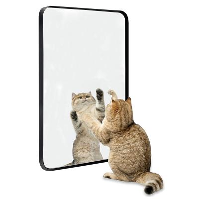 China Eco-friendly Black Metal Rectangle Framed Modern Square Mirror Round Corner Wall Mirror For Bathroom Cabinet for sale