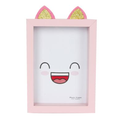 China High Quality Custom Made Pink 3D Square Kids Piggy Bank Photo Frame 3D Wood Deep Photo Frame Amazon EC compliant for sale