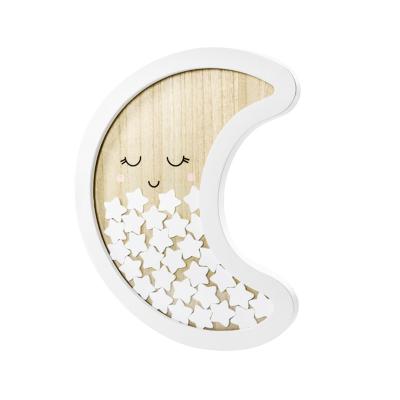 China Europe White Print Moon Shape Eco-Friendly Wedding Guest Book Alternative With Pentagon Wooden Message Board for sale