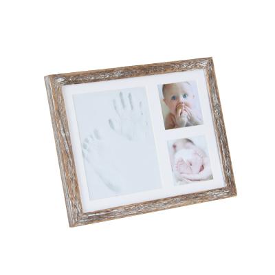 China Trendy Rustic Brown Baby Moments Jinnhome ECO MDF Keepsake Display Wooden Hands and Feet Print DIY Clay Kit for sale