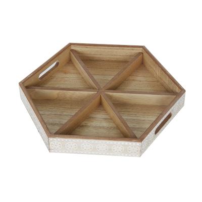 China Wholesale Eco-Friendly Hexagon Tray Decorative Tray Serving Wooden Eco-friendly Natural Tray for sale