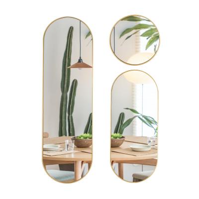 China Jinn Home 3 PCS Eco-friendly Floor Gold Multiple Wall Mirror Set With Standing Rack for sale