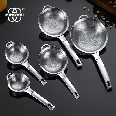 China MINGWEI Perforated Spoon Food SS Strainer Stainless Steel Soybean Milk Strainer Scoop Viable Skimmer Colander for sale