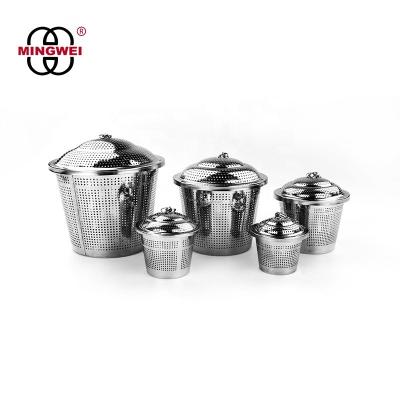 China MINGWEI Sustainable Tea Infuser Basket Stainless Steel Tea Strainer With Small Strainer And Lid Tea Diffuser for sale