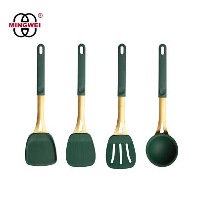 China MINGWEI 4pcs Stainless Steel Silicone Cookware Set Pocket Turner Viable Wok Spatula for sale