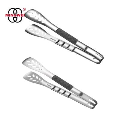 China MINGWEI Stainless Steel Tongs Food Viable Cooking Tongs For Steak Bread Clamp BBQ Tongs for sale