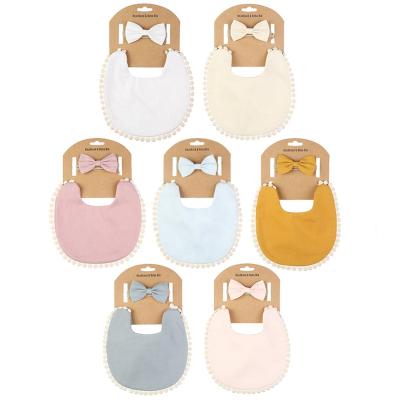 China Baby Washable Reversible Drool Waterproof Handmade Bamboo Bib For Baby 0-12 Months With Headbow for sale