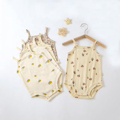 China 100% Cotton Baby Organic Fruit Print Sleeveless Suspender Romper In Summer Wholesale for sale