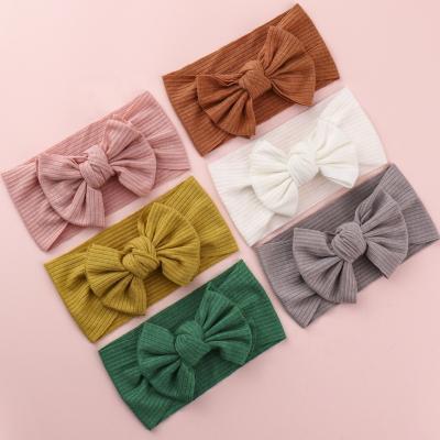 China Baby European and American ribbed headband style messy bow baby head wraps top knot headbands baby bows for sale