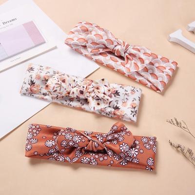 China European and American style organic cotton baby headband tied the main knot top bow wrap baby headband gift for sale