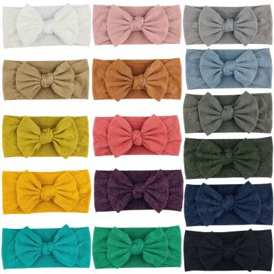 China Newborn Toddler Headbands Baby Style Bows Mustard Headband Wrap Bow European And American Ribbed Stretch Head Girl Accessories for sale