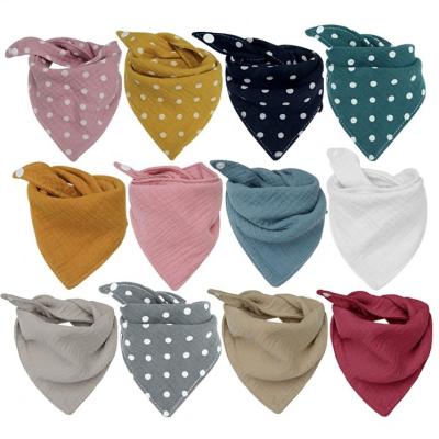 China Washable Baby Muslin Bandana Bibs Cotton Saliva Towel Burp Cloth With Dot Printing for sale