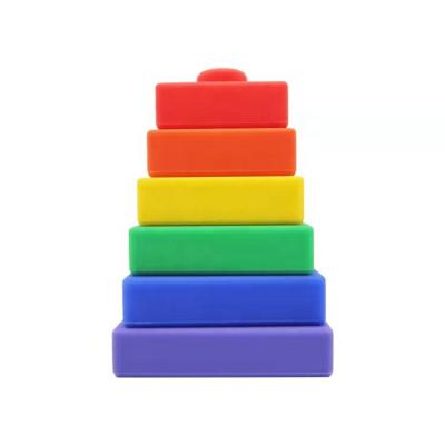 China Silicone Rainbow Pastel Silicone Stacking Toy Stacking Square Toys 6pc Set for sale