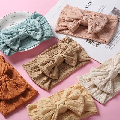 China Vintage Boho Baby Headbands Turban Headband Cable Knit Newborn Turban Headband Knot Bow for sale