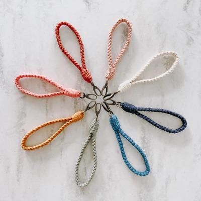 China 100% Eco-Friendly Boho Macrame Key Chain Bracelet Macrame Bag Charms For Women for sale