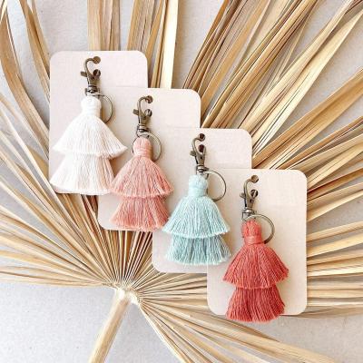 China 100% Eco-Friendly Boho Tassel Key Chain Bag Charms Keychains For Women for sale