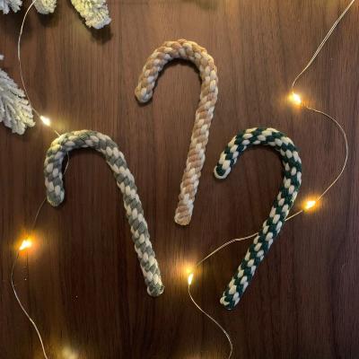 China 100% Eco-Friendly Macrame Candy Cane Ornament Christmas Holiday Decor Ornaments for sale