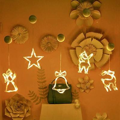 China Sucker Type Christmas Light Christmas Star Lights Window Hanging Sucker Lamp with Suction Cup Battery Operated for Christmas Party Display for sale