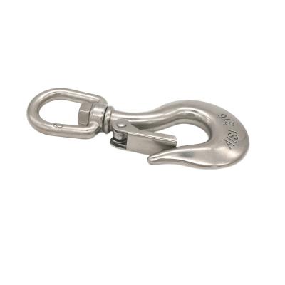 China Heavy Industry Heavy Industry 304/316 Stainless Steel Swivel Eye Heavy Duty Slip Hook With Latch for sale