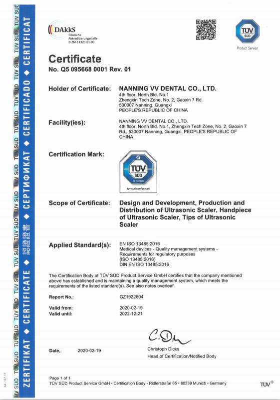 ISO13485 - Nanning V V Dental Co., Ltd.