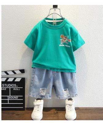 China 2022 Summer Casual Boys Clothing Kids Shorts Set Boys Plain Two Piece Sets Shirt And Short Set For Kids for sale