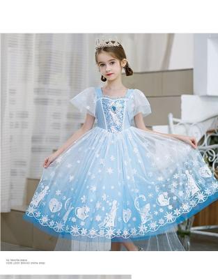 China MQATZ INS Amazon Snow Sale Princess Girl Birthday Party Queen Elsa Dress BlingBling Halloween Washable Hot Dress for sale