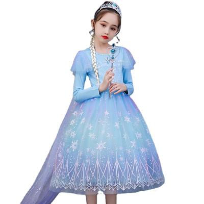 China Luxury Blue Queen Elsa Cosplay Dresses Up Halloween Princess Dress Costumes Elsa Dress Birthday Party Fancy Dresses For Christmas for sale