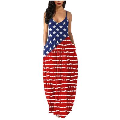 China Casual Dress Breathable Fashion Clothing Sexy Summer Women Beach Printing Strapless Sleeveless Long Dresses for sale