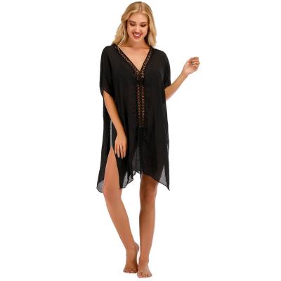 China Plus Size 2022 Women See Through Classiest Fashionable Long Beach Ladies Woven Swimwear Bikini Swimwear Dress Beachwear Cover Up OEM for sale